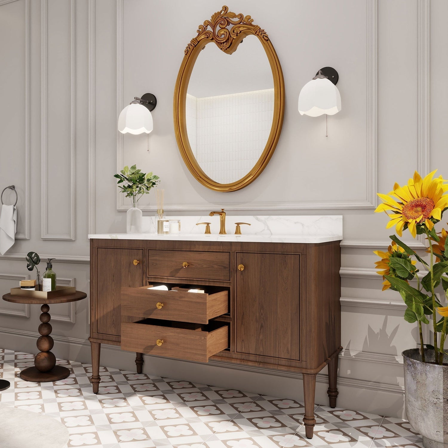 wall-mounted vanity with storage