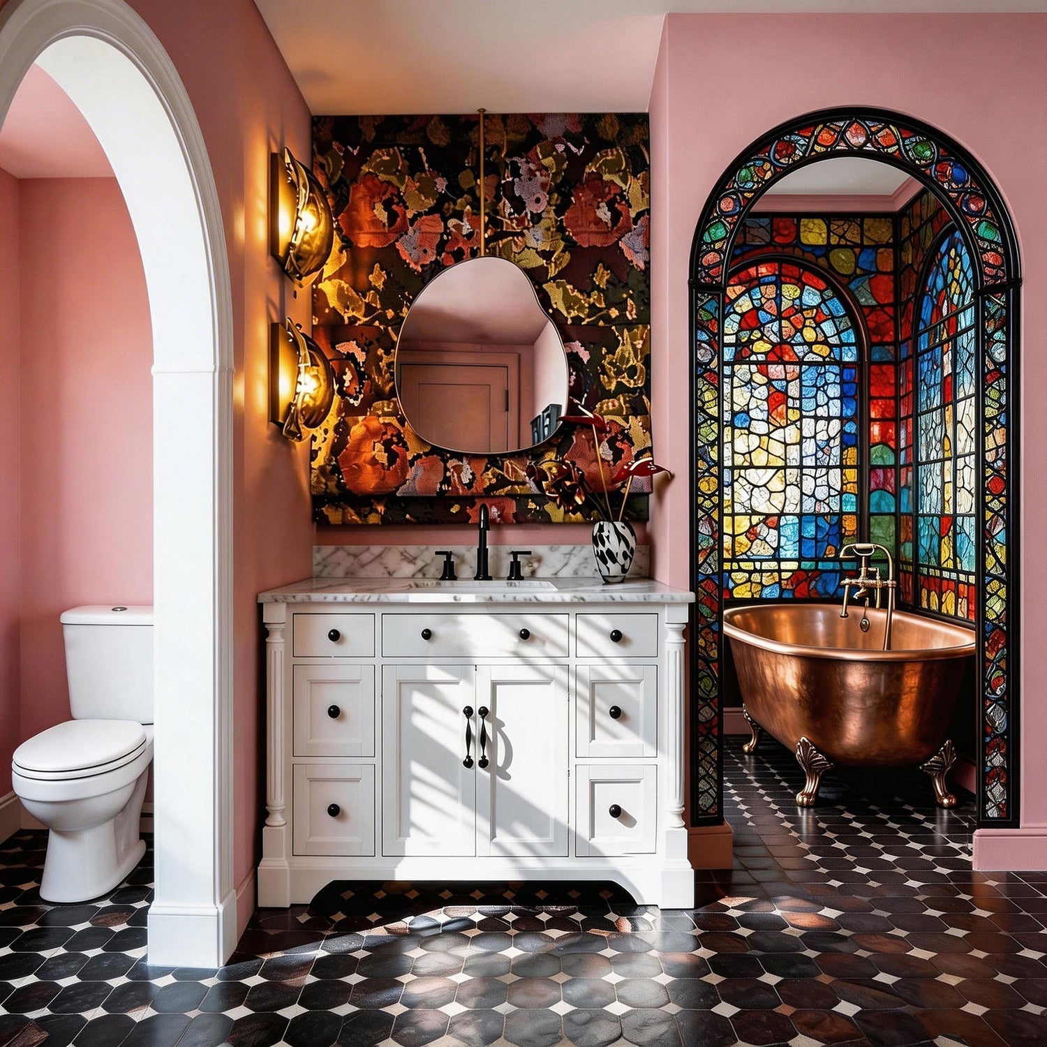 Bold Tile or Neutral Vanity? How Cabinets Balance Colorful Bathrooms