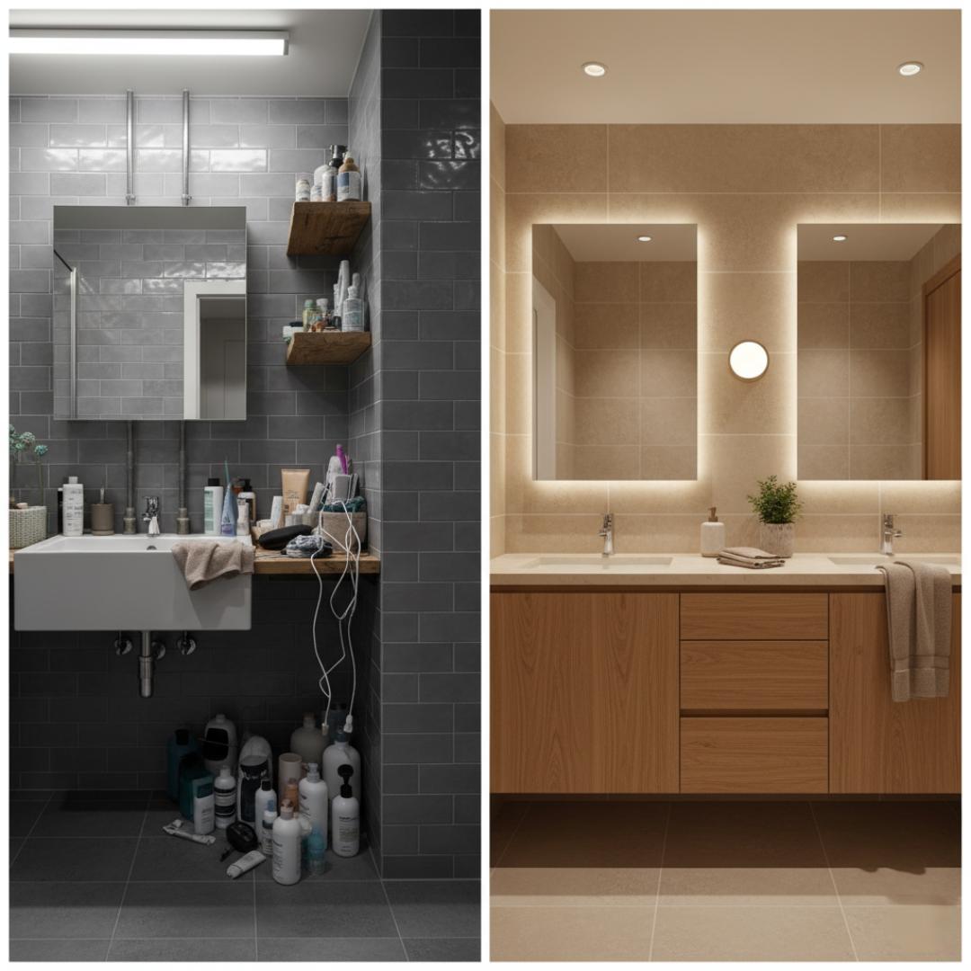 Eclife 48-inch double sink bathroom vanity in natural oak