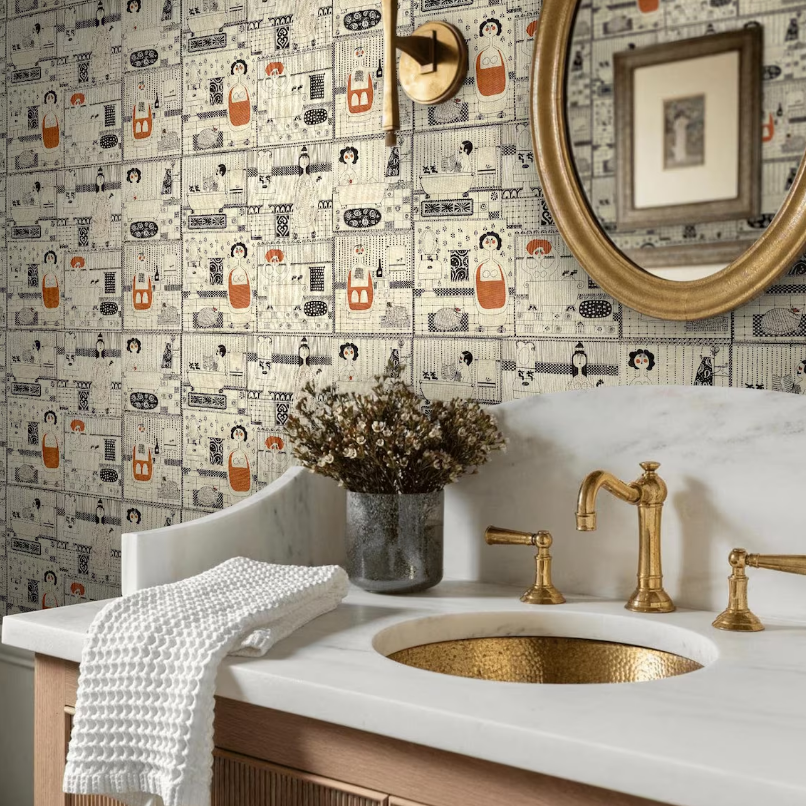 classic bathroom vanity with Roman columns