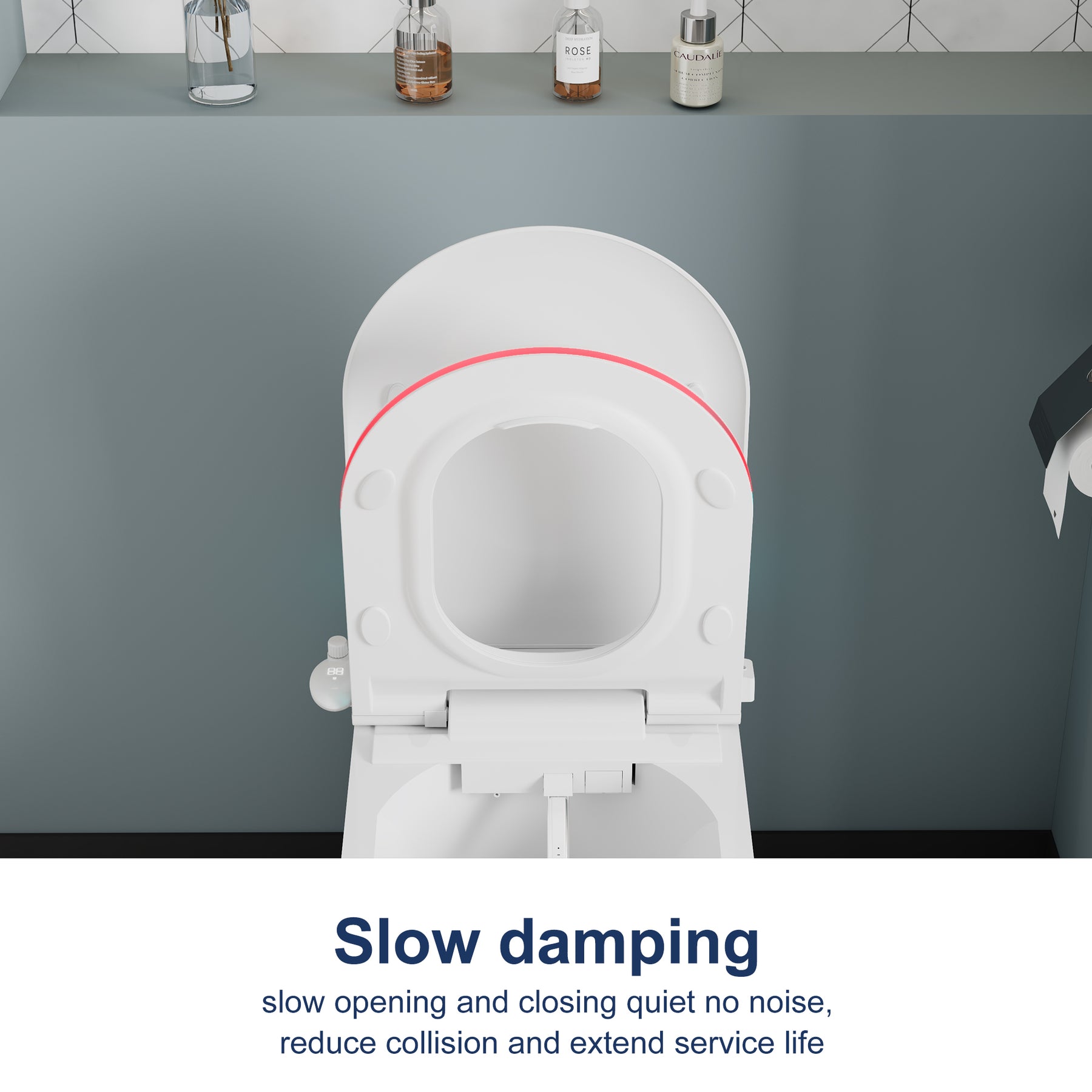 Smart Bidet Toilets Tankless, Self-cleaning, Aroma Diffuser, Nightlight, Auto Flush Heated Seat, Remote Control（007）