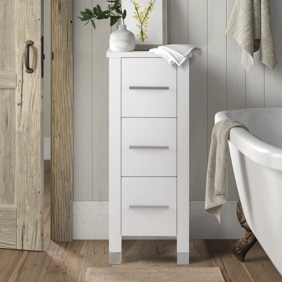 Classic 12" Freestanding Bathroom Storage Organizer with 3 Drawers—White
