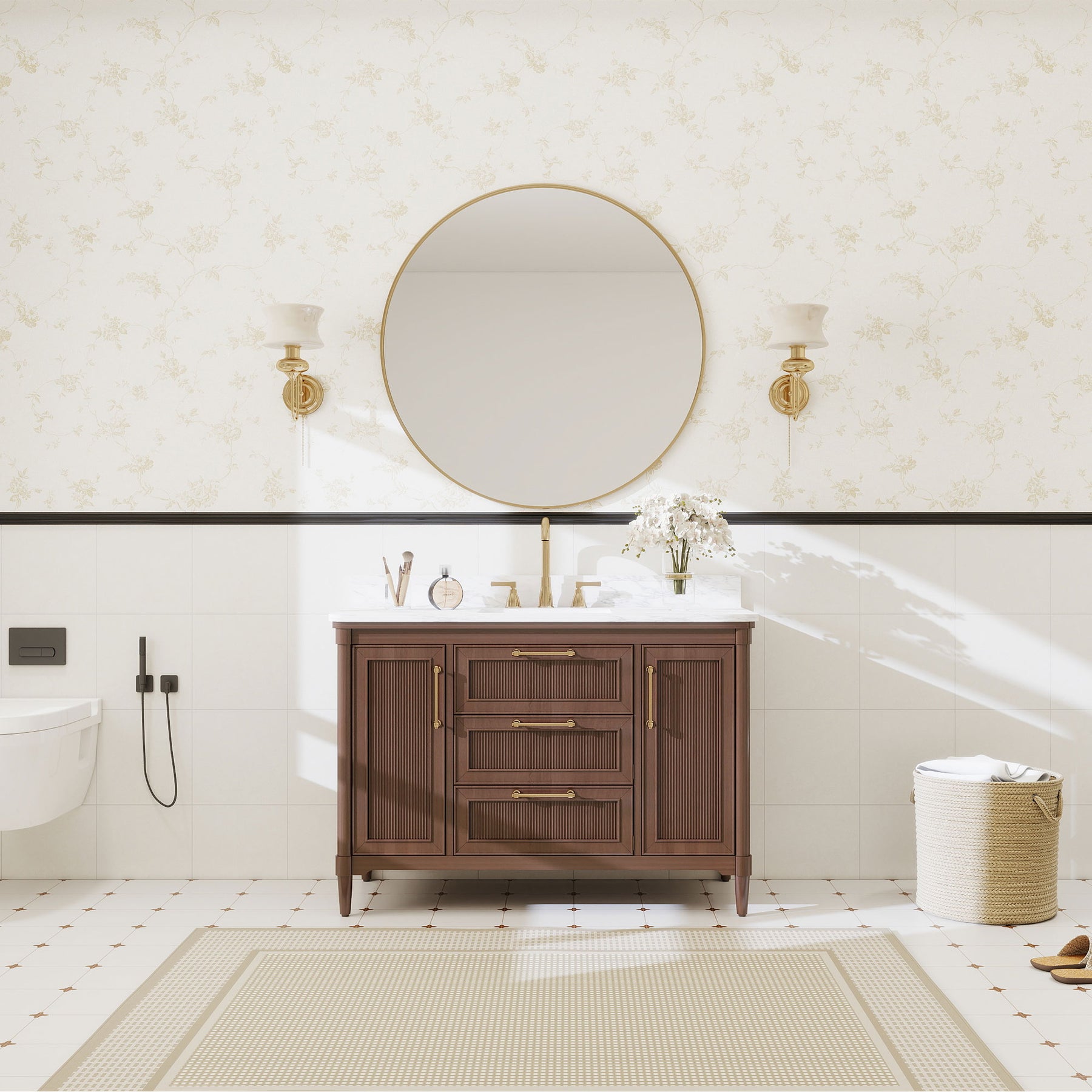Vantara 48" Freestanding Single Vanity Cabinets with Fluted Texture