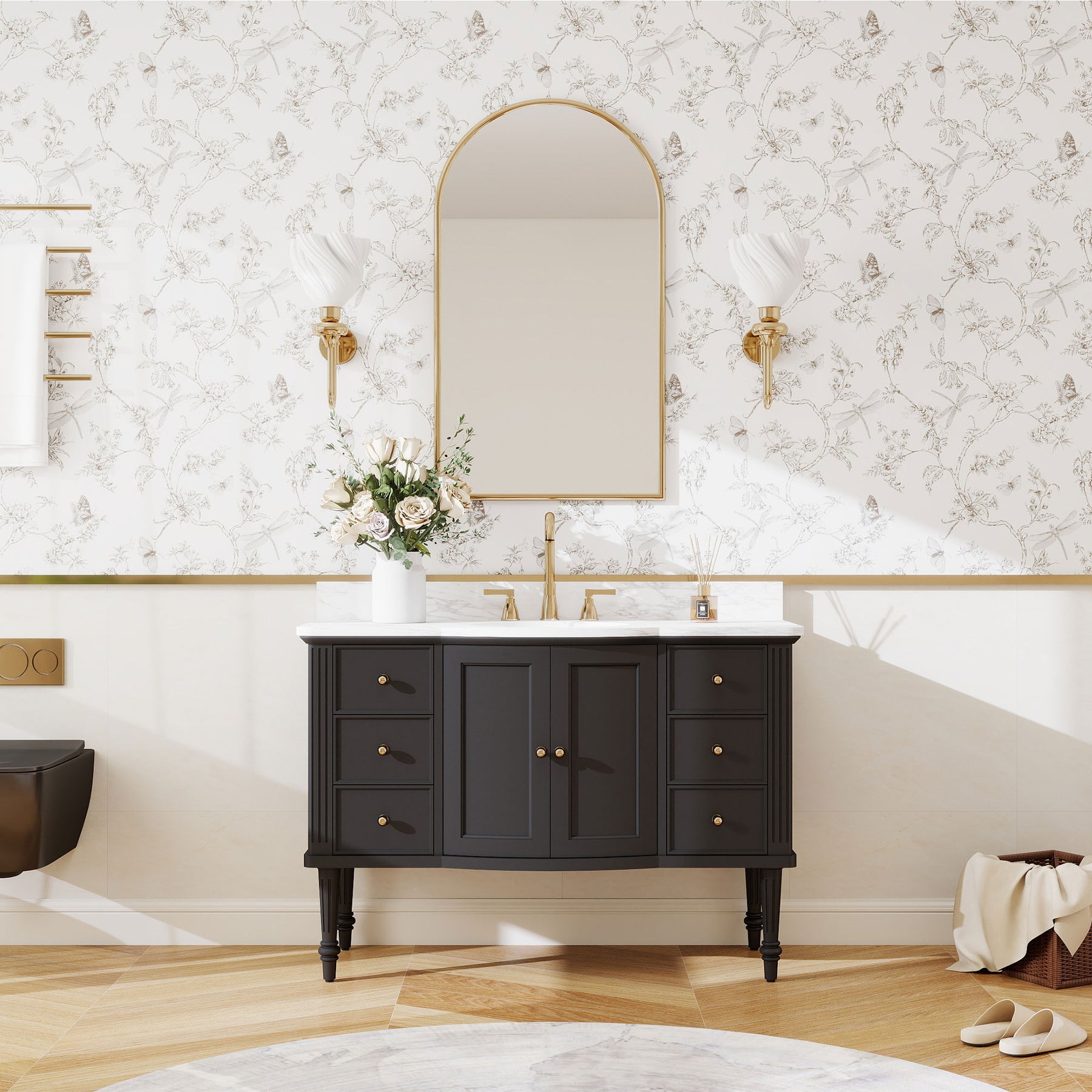 Elara 48" Freestanding Single Vanity  Cabinets with Solid Wood Legs