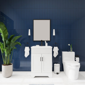 Waterfall 24’’ RTA Freestanding Vanity Cabinet Base with Vertical Striped Decor (Countertop & Sink Not Included) 浴室柜