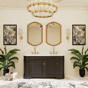 Opuluxe 60" Freestanding Double Vanity Cabinets with Curved Design