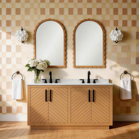 Zoom 60" Freestanding Double Vanity Cabinets with Chevron Pattern