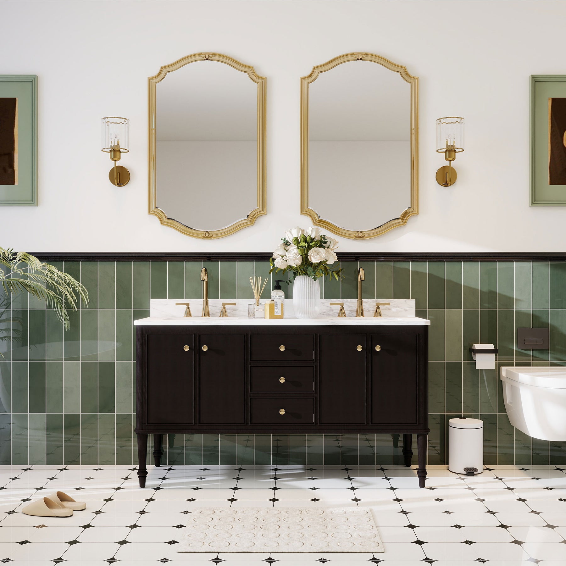 Verve 60" Freestanding Double Vanity Cabinets with Wall Mounted Options