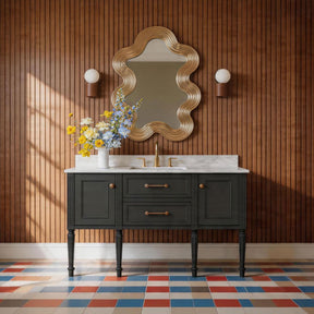 Modish 60" Wall Mounted Single Vanity Cabinet with Solid Wood Legs, Pre-Assembled, Freestanding & Floating 2 Installation Ways