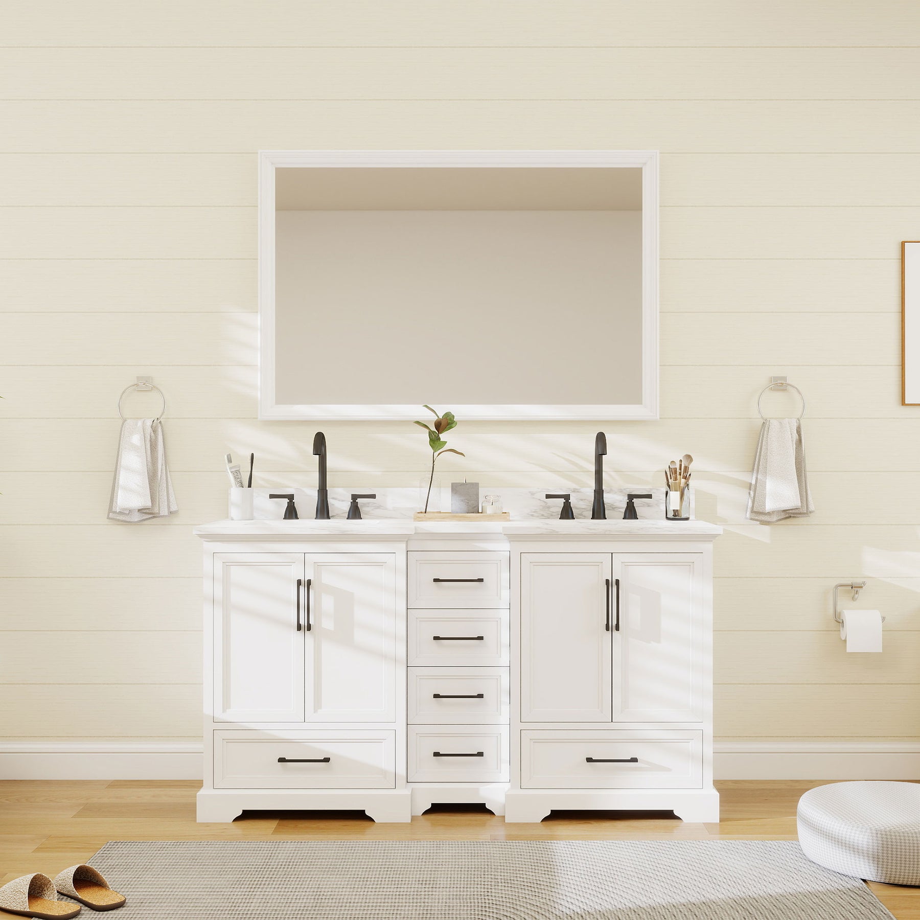 Nobilis 60" Freestanding Double Vanity Cabinets with Symmetrical Layout