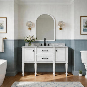 Modish 60" Wall Mounted Single Vanity Cabinet with Solid Wood Legs, Pre-Assembled, Freestanding & Floating 2 Installation Ways