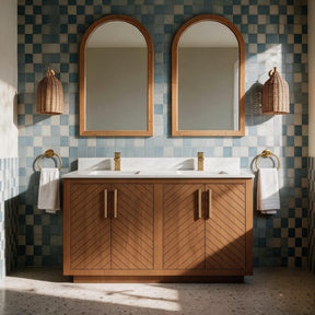Zoom 60" Freestanding Double Vanity Cabinets with Chevron Pattern