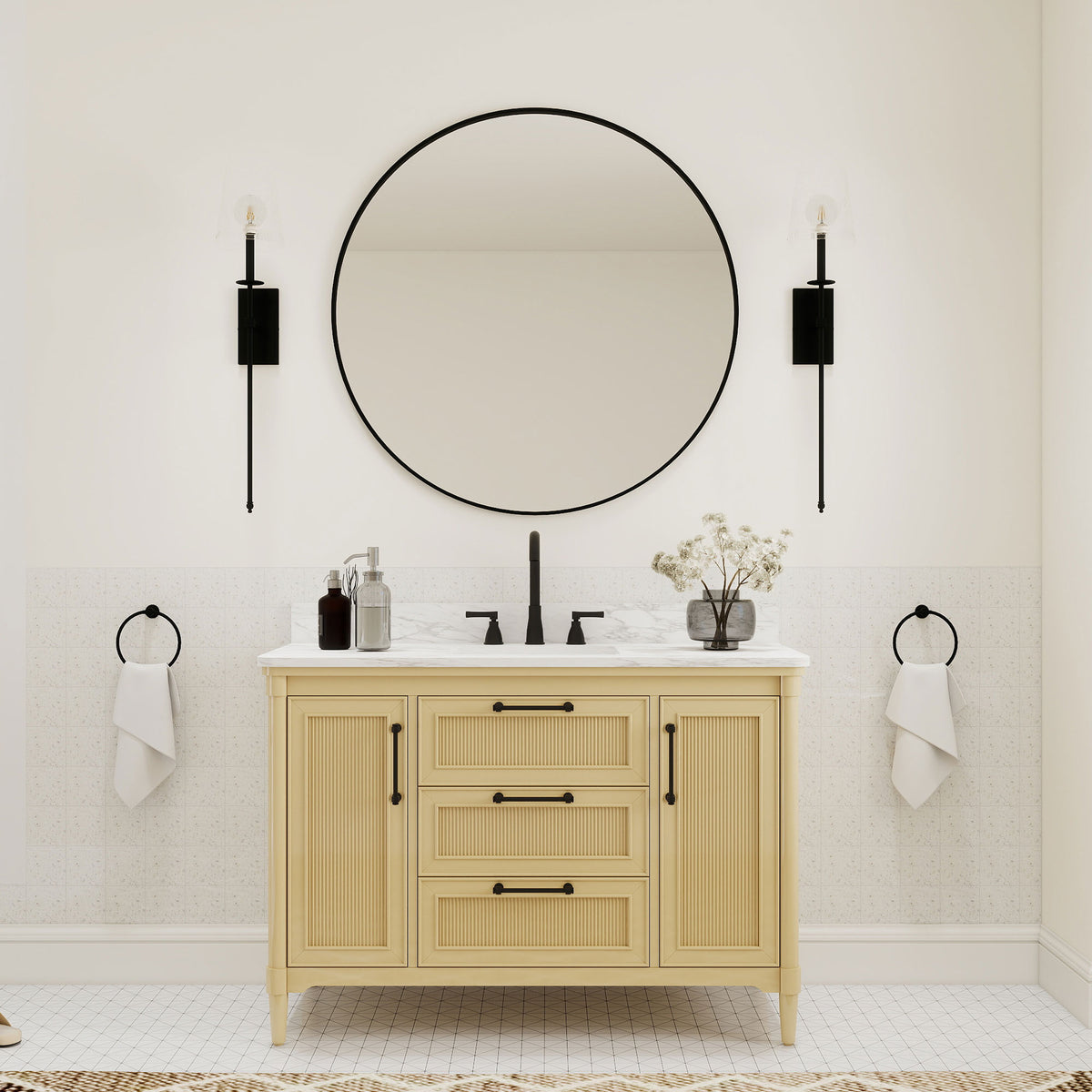 Vantara 48" Freestanding Single Vanity Cabinets with Fluted Texture