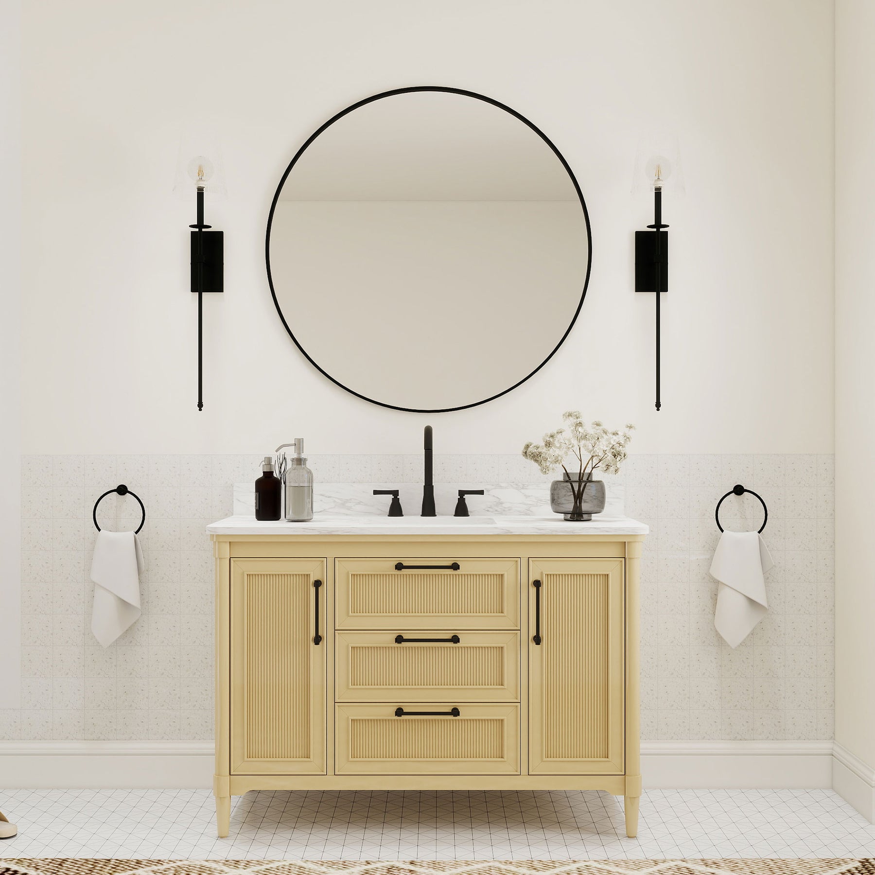 Vantara 48" Freestanding Single Vanity Cabinets with Fluted Texture