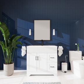 Waterfall 36’’ RTA Freestanding Vanity Cabinet Base with Vertical Striped Decor (Countertop & Sink Not Included) 浴室柜