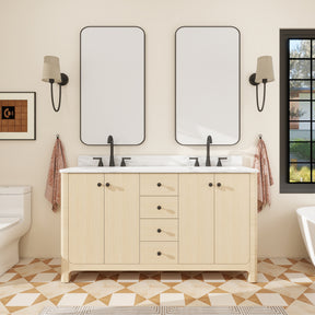 Canyon 60" Freestanding Double Vanity Cabinet with Curved Design