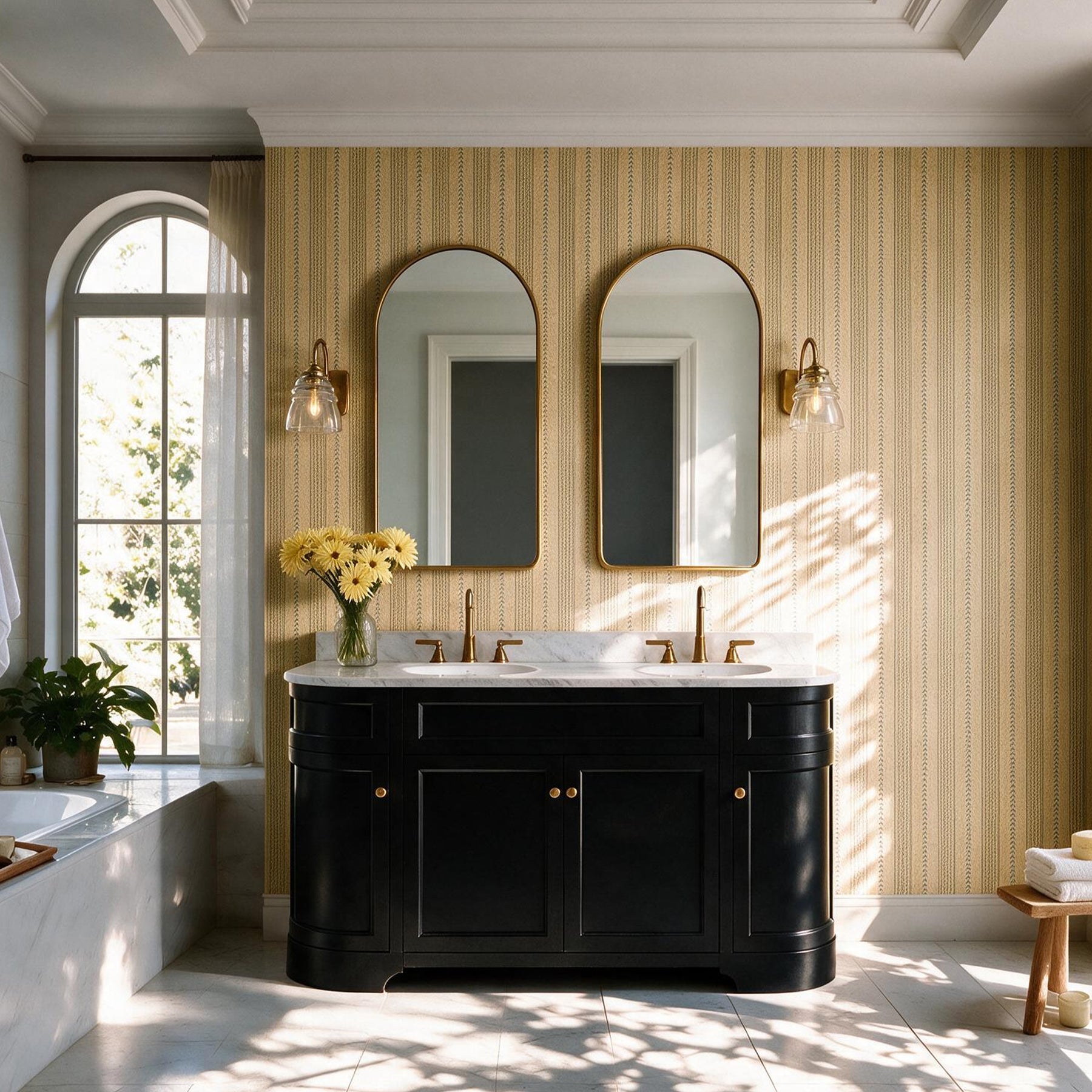Opuluxe 60" Freestanding Double Vanity Cabinets with Curved Design