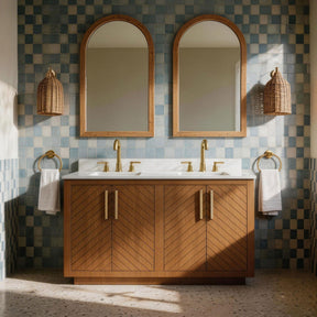 Zoom 60" Freestanding Double Vanity Cabinets with Chevron Pattern