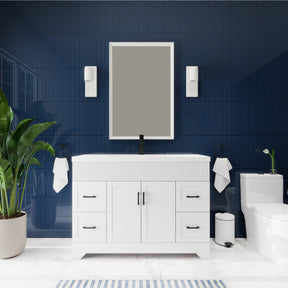 Waterfall 48’’ RTA Freestanding Vanity Cabinet Base with Vertical Striped Decor (Countertop & Sink Not Included) 浴室柜