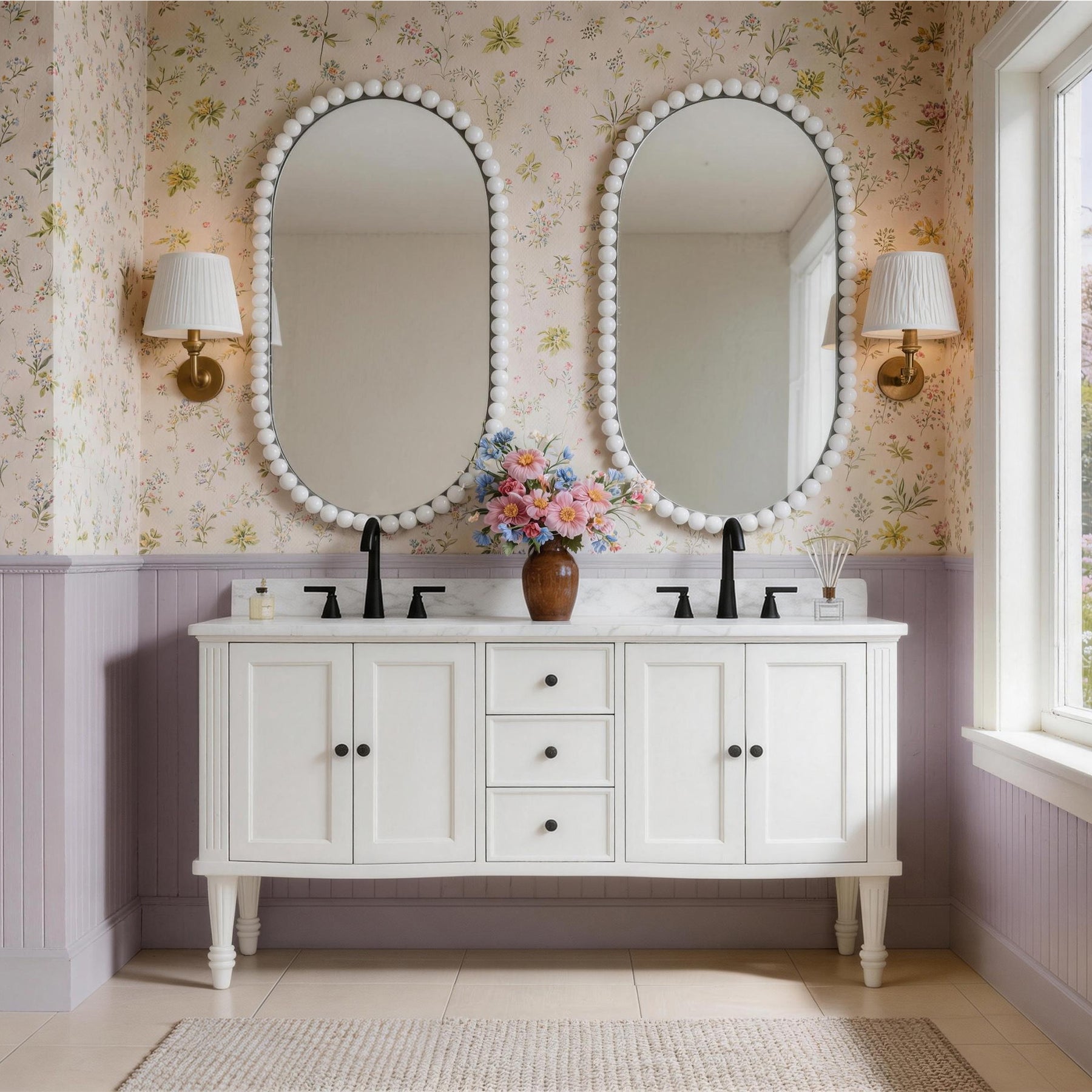 Elara 60" Freestanding Double Vanity Cabinets with Solid Wood Legs