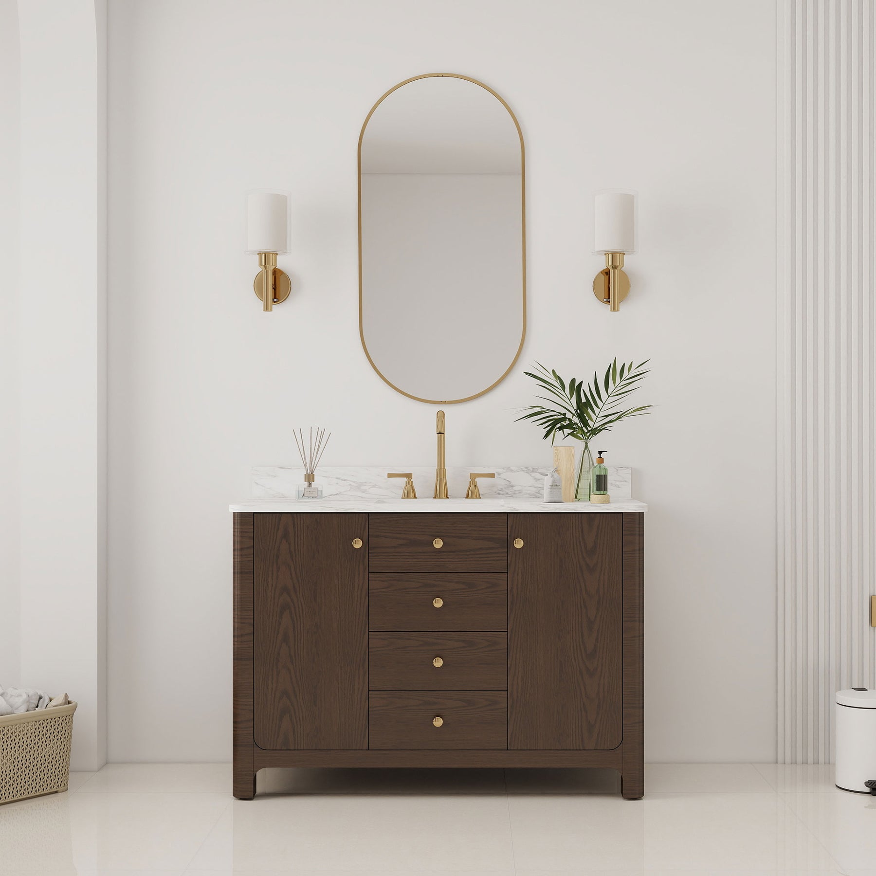 Canyon 48" Freestanding Single Vanity Cabinet with Curved Design