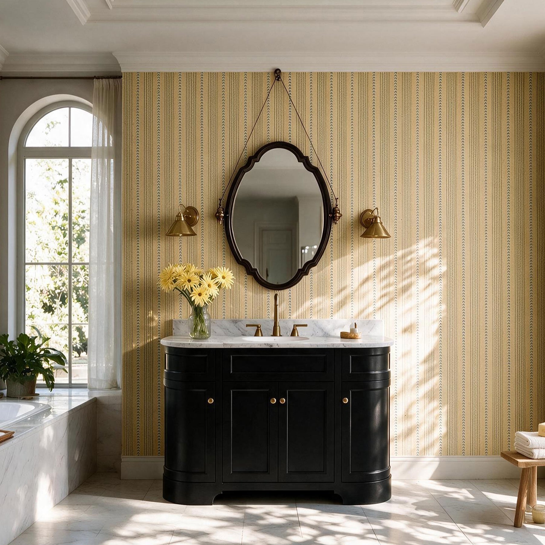 Opuluxe 48" Freestanding Single Vanity Cabinets with Curved Design