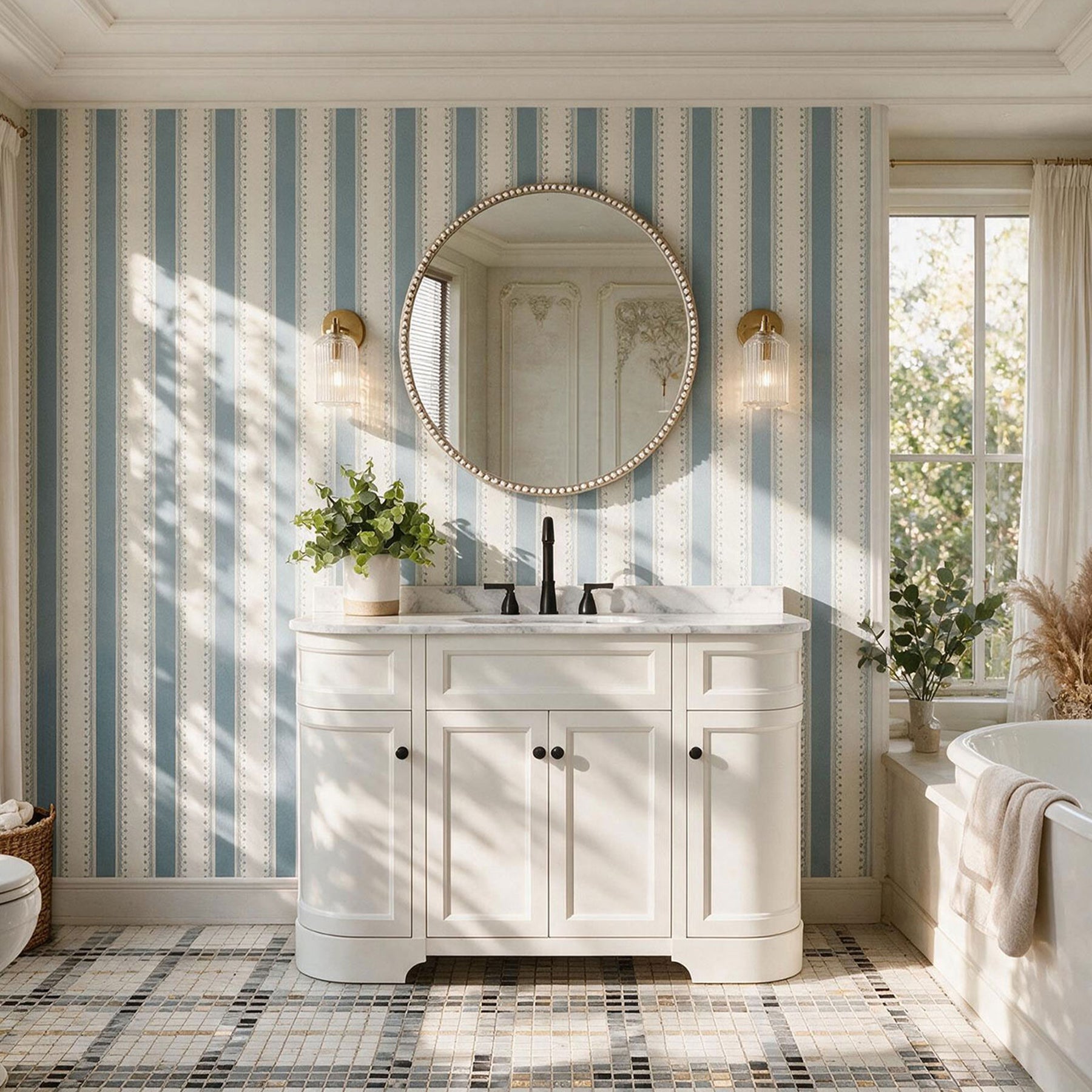 Opuluxe 48" Freestanding Single Vanity Cabinets with Curved Design