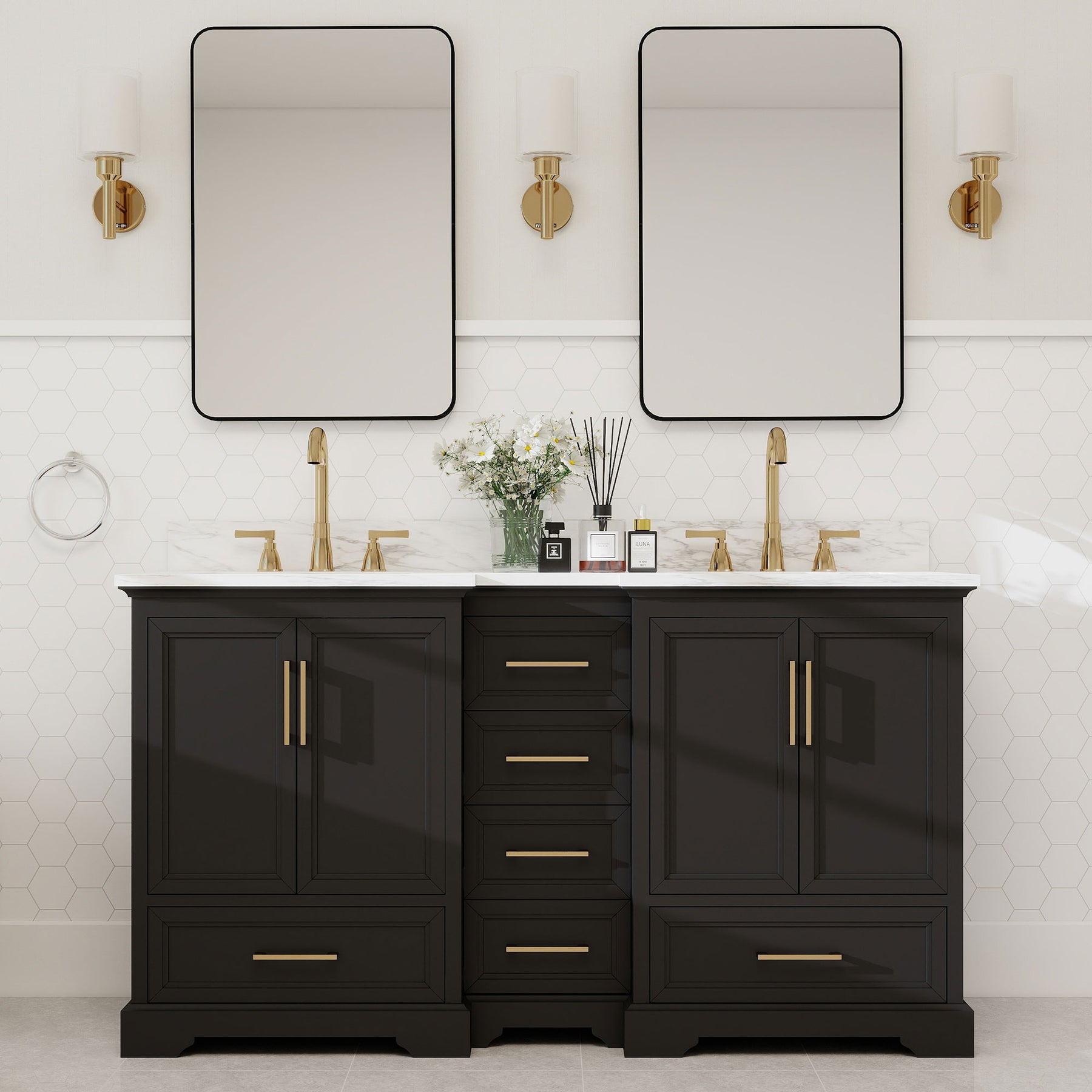 Nobilis 60" Freestanding Double Vanity Cabinets with Symmetrical Layout