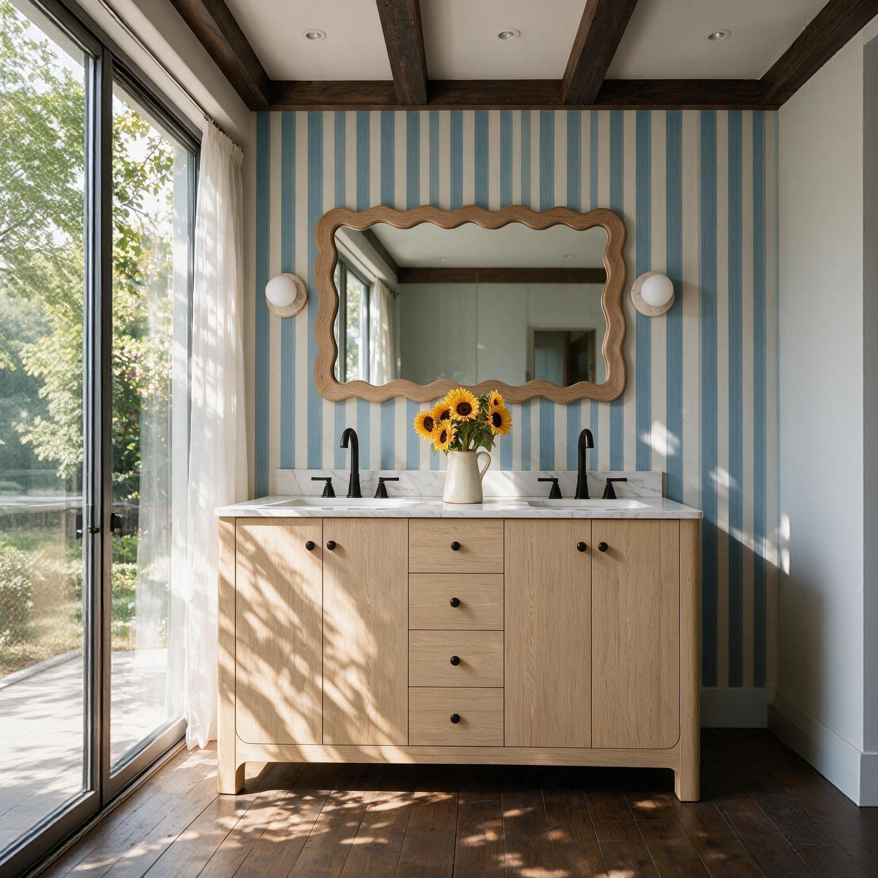 Canyon 60" Freestanding Double Sink Bathroom Vanity with Curved Design