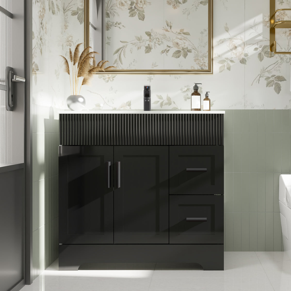 Luxurious 36" Freestanding Bathroom Vanity Combo with Single Undermount Sink