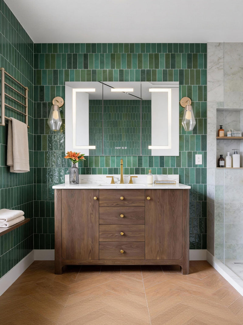 Emerald Green & Walnut Bathroom