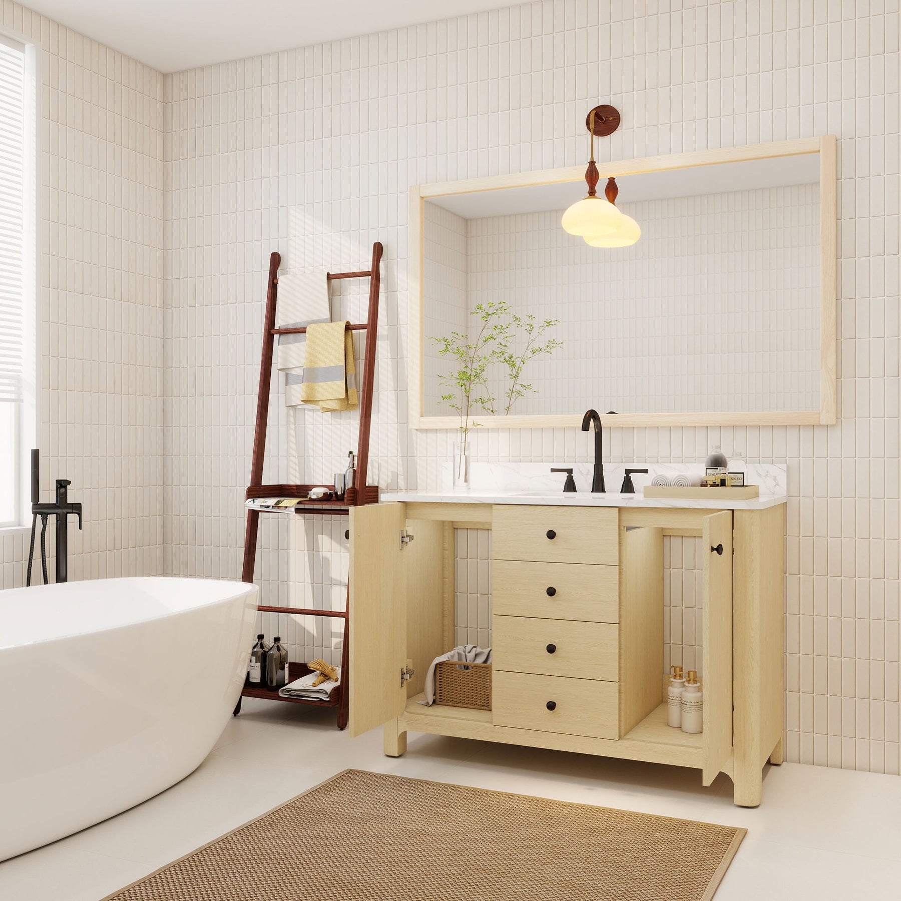 Canyon 48" Freestanding Single Vanity Cabinets with Curved Design