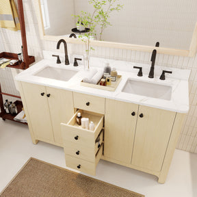 Canyon 60" Freestanding Double Vanity Cabinets with Curved Design