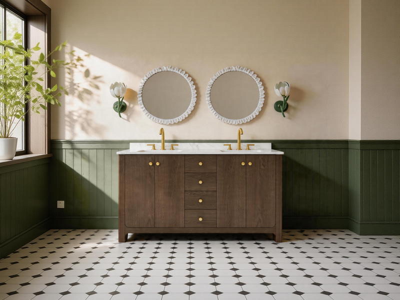 Emerald Wainscot Bathroom