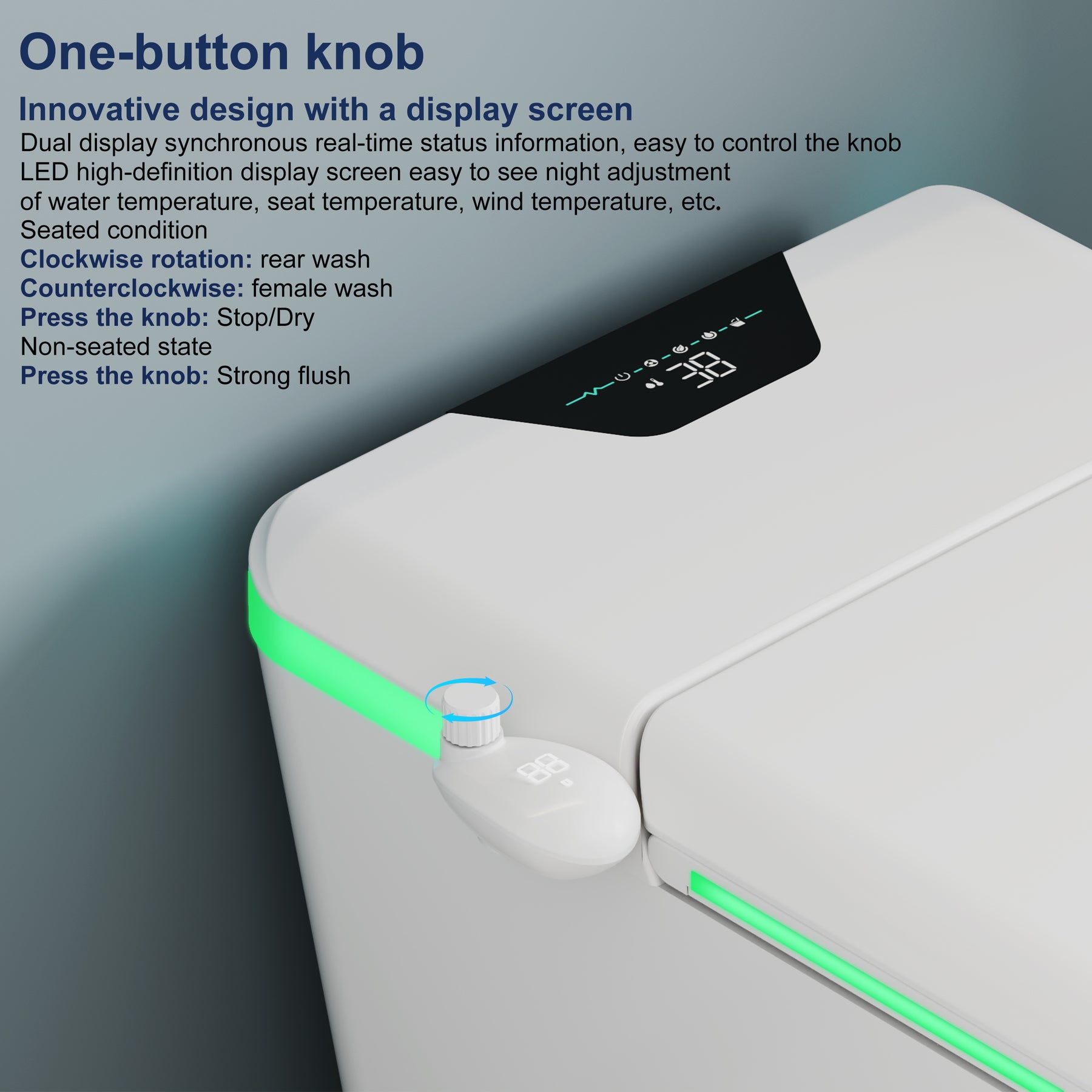 Smart Bidet Toilets Tankless, Self-cleaning, Aroma Diffuser, Nightlight, Auto Flush Heated Seat, Remote Control（007）