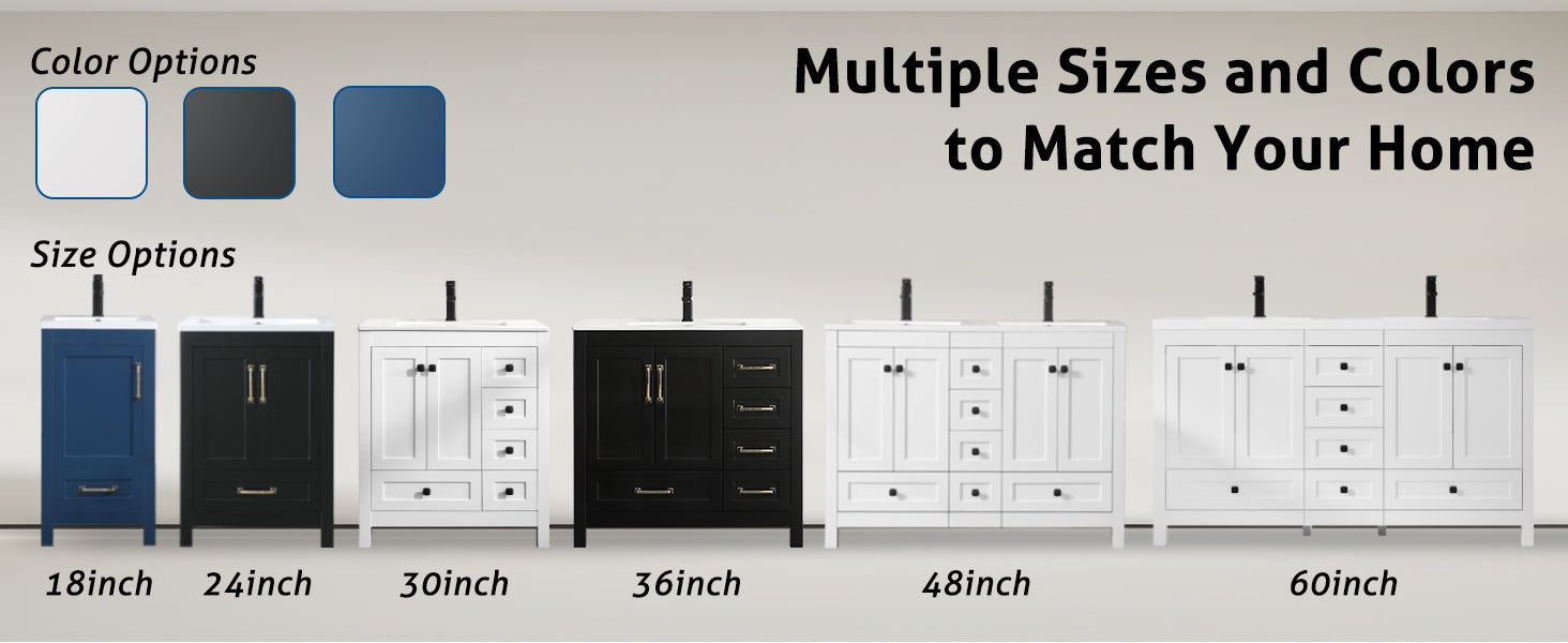 Modern 60" Freestanding Double Vanity Cabinets with Classic Design