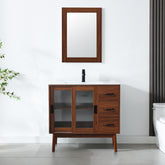 eclife 36" Bathroom Vanity with Undercounter Sink and Metal Faucet, Sliding Glass Door
