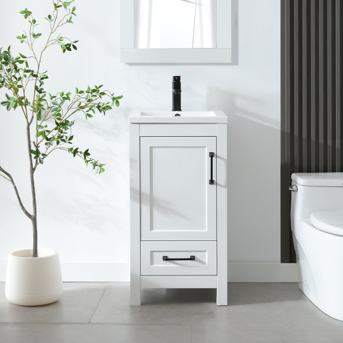 Modern 18" Freestanding Bathroom Vanity Combo with Single Undermount Sink & Mirror