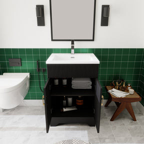 Waterfall 24’’ RTA Freestanding Vanity Cabinet Base with Vertical Striped Decor (Countertop & Sink Not Included) 浴室柜