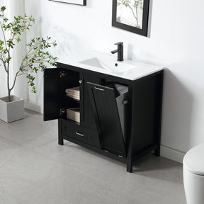 eclife 36" Bathroom Vanity Sink Combo with Laundry Hamper Cabinet