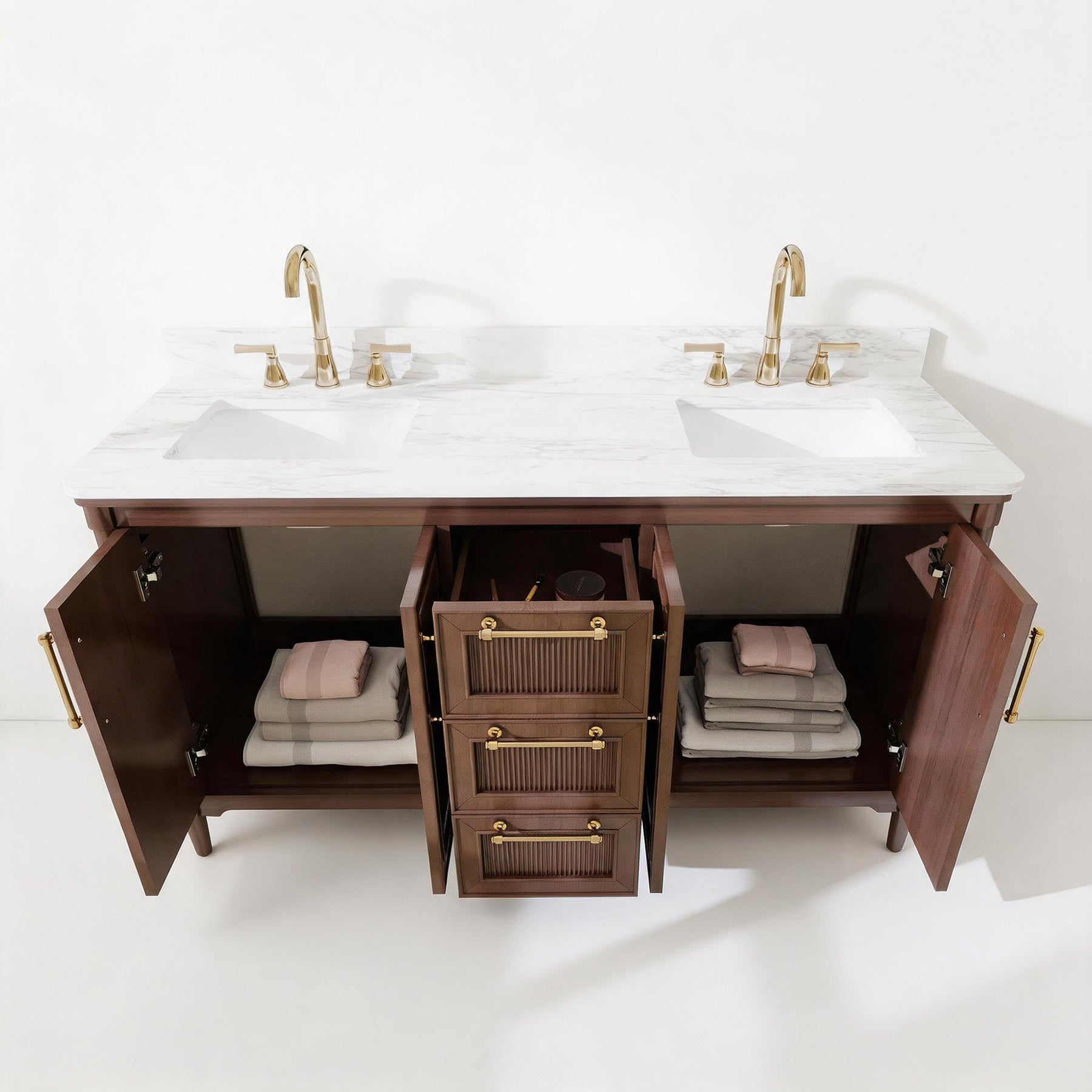 Vantara 60" Freestanding Double Vanity Cabinets with Fluted Texture