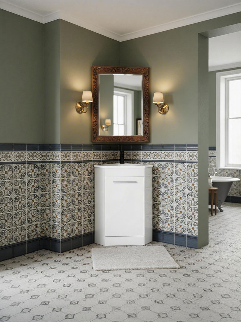 Vintage Tile & Olive Green Bathroom