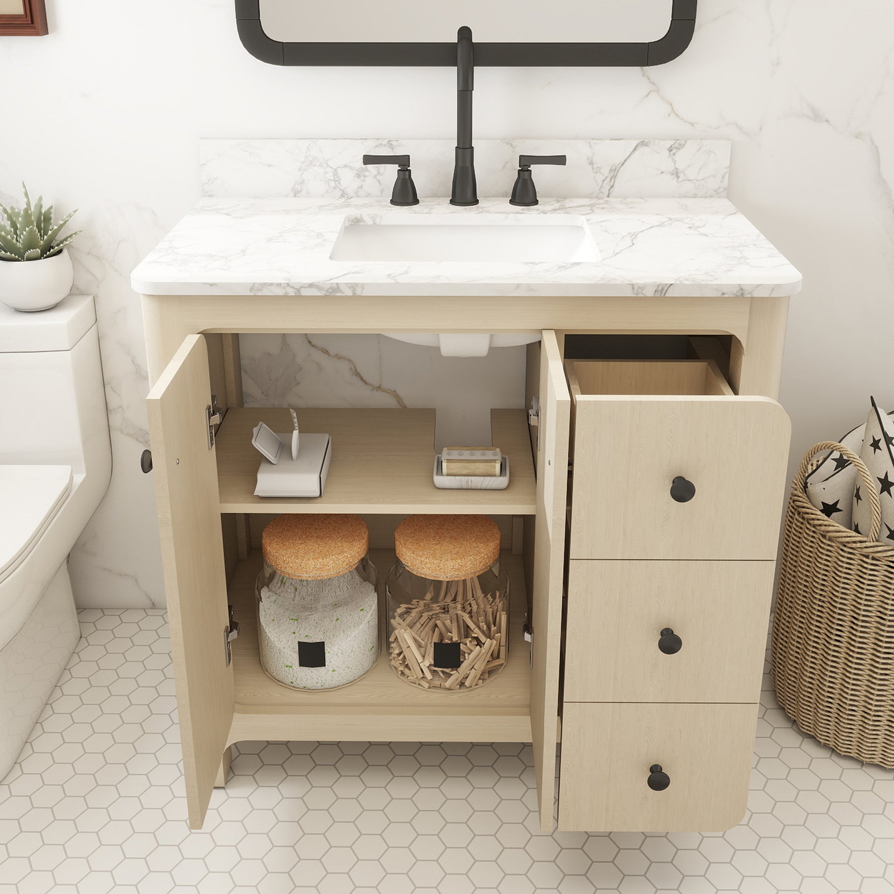 Canyon 36" Freestanding Single Vanity Cabinet with Curved Design