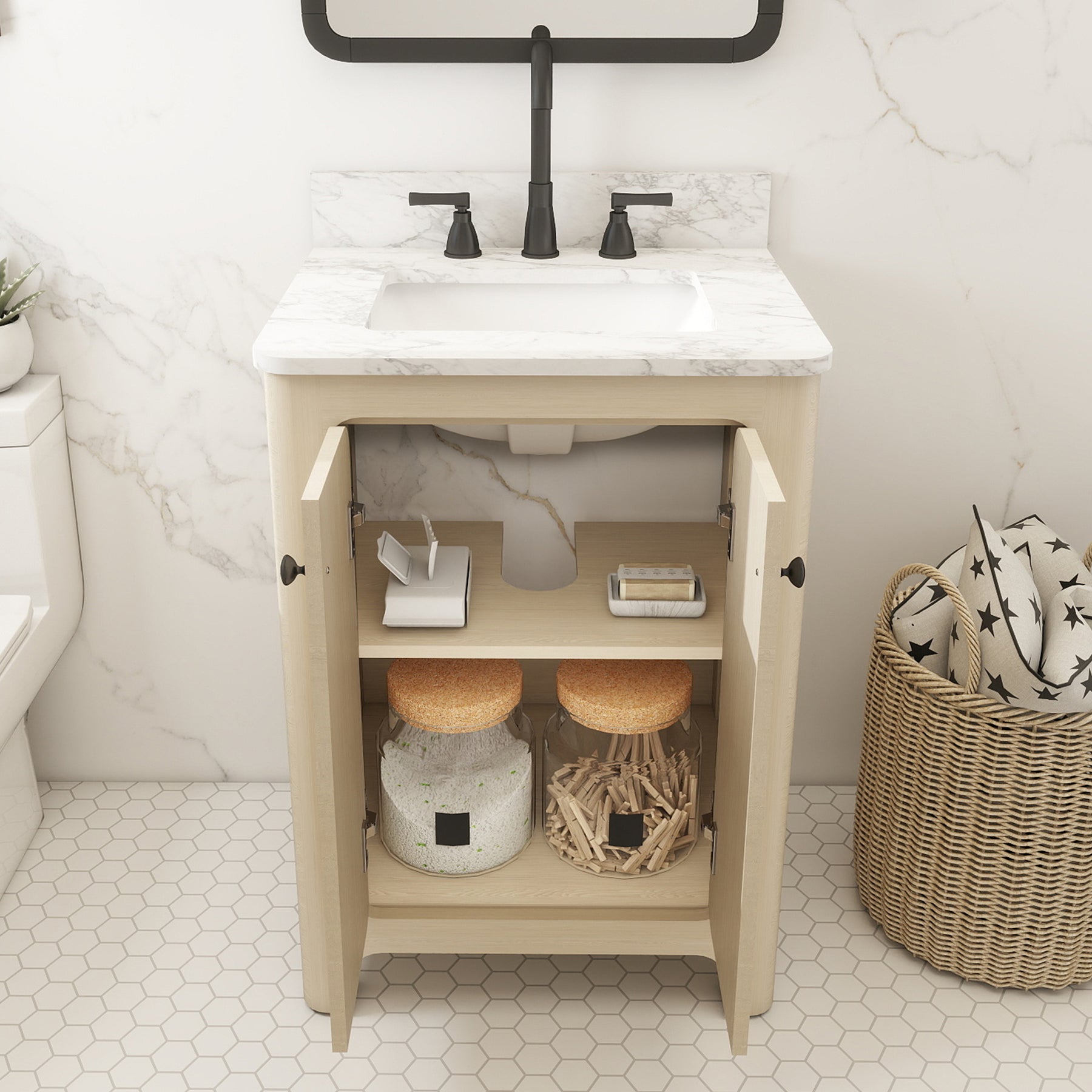 Canyon 24" Freestanding Single Vanity Cabinet with Curved Design