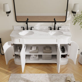 Opuluxe 60’’ Freestanding Double Vanity Cabinets with Curved Design 浴室柜