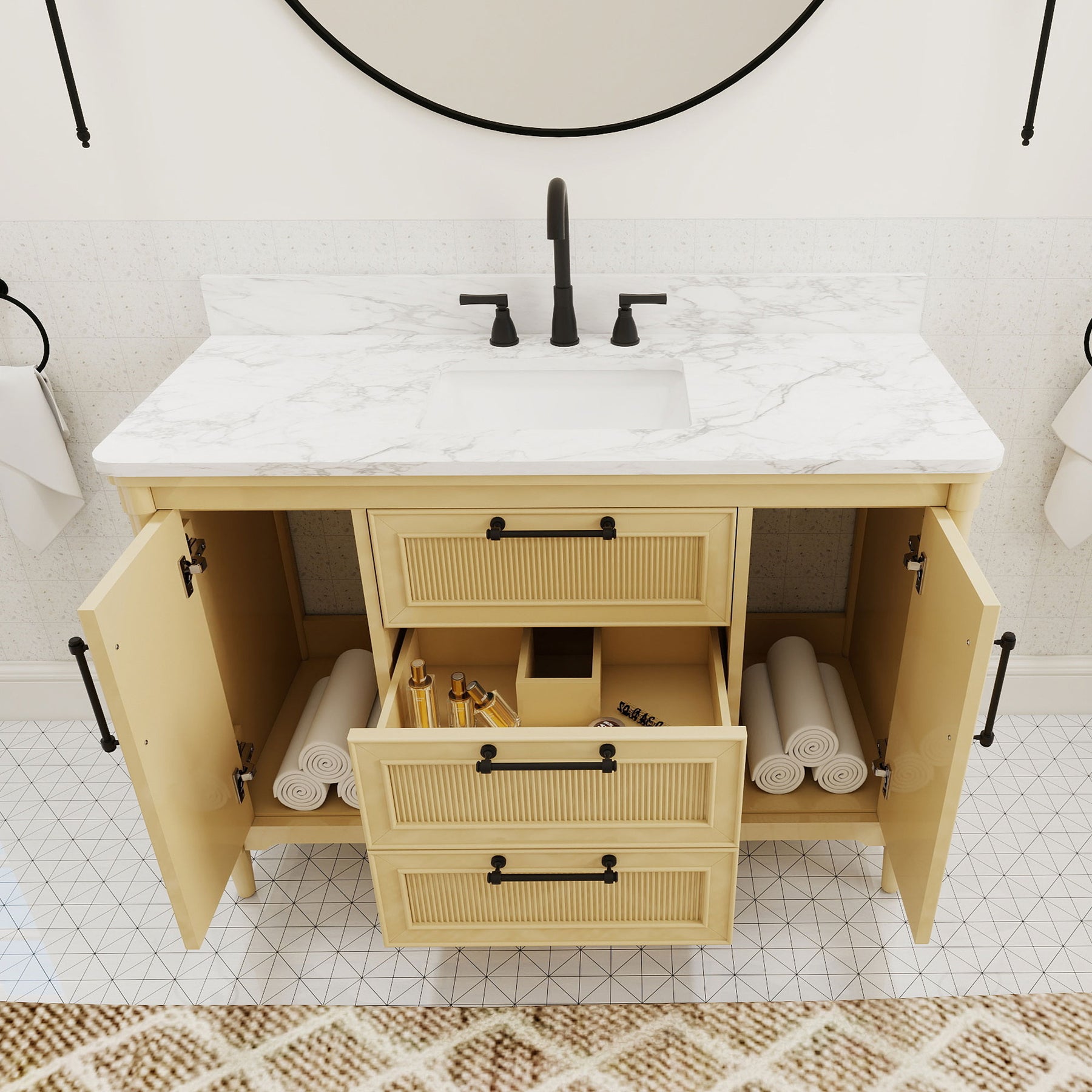 Vantara 48" Freestanding Single Vanity Cabinets with Fluted Texture