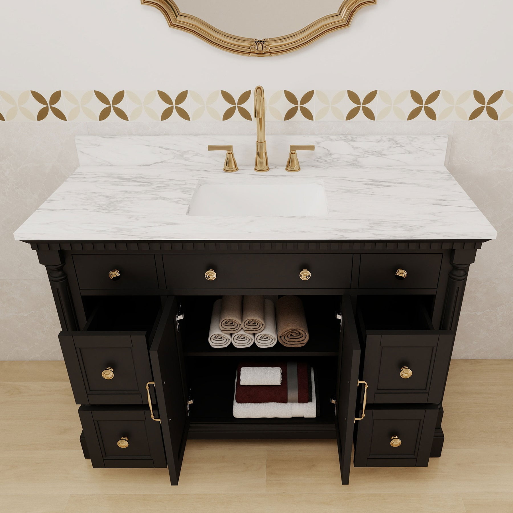 Acro 48" Freestanding Single Vanity Cabinets with Arch Feet