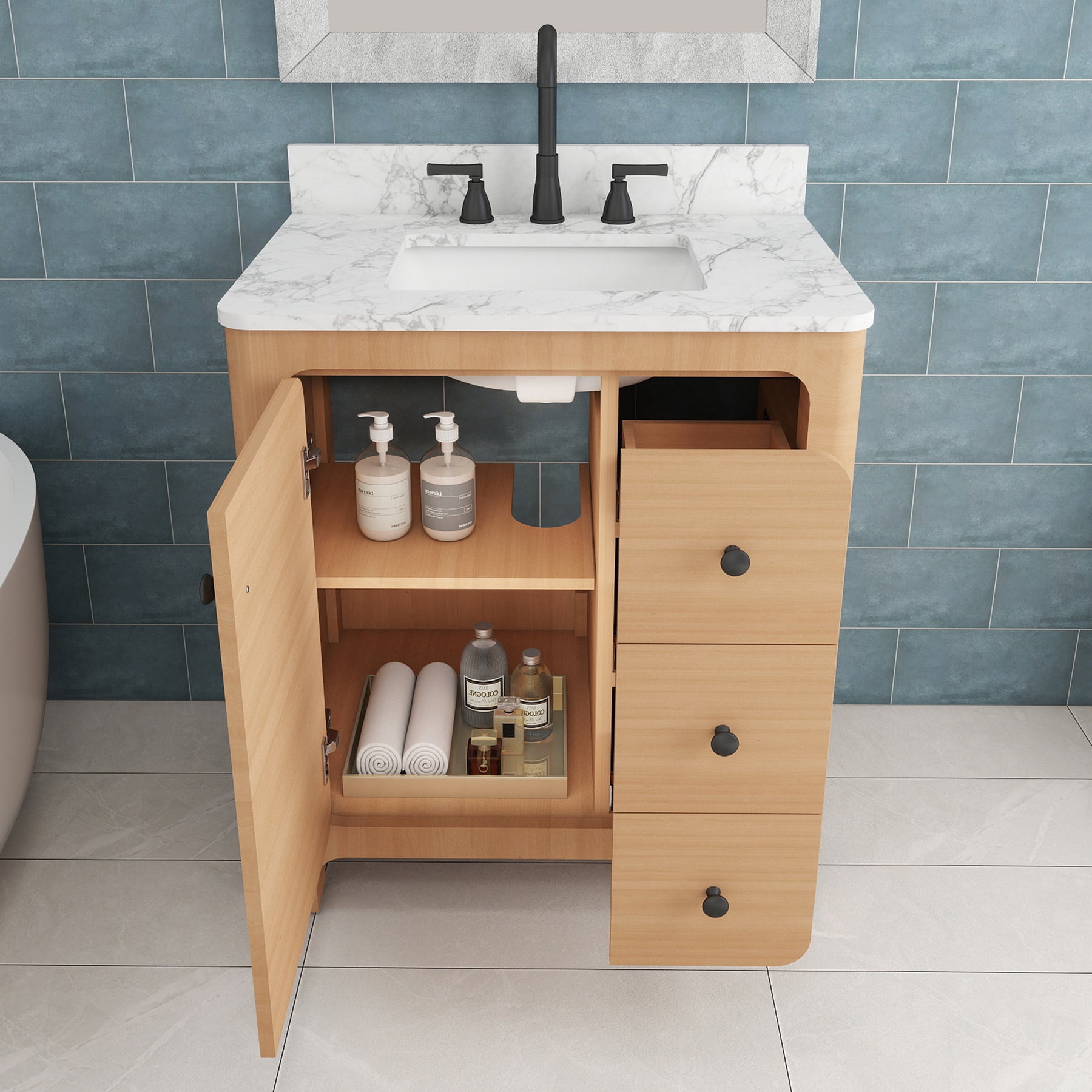 Canyon 30" Freestanding Single Vanity Cabinet with Curved Design