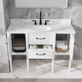 Modish 48" Wall Mounted Single Vanity Cabinets with Solid Wood Legs