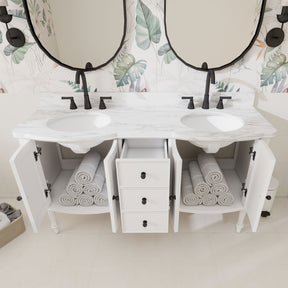 Elara 60" Freestanding Double Vanity Cabinets with Solid Wood Legs